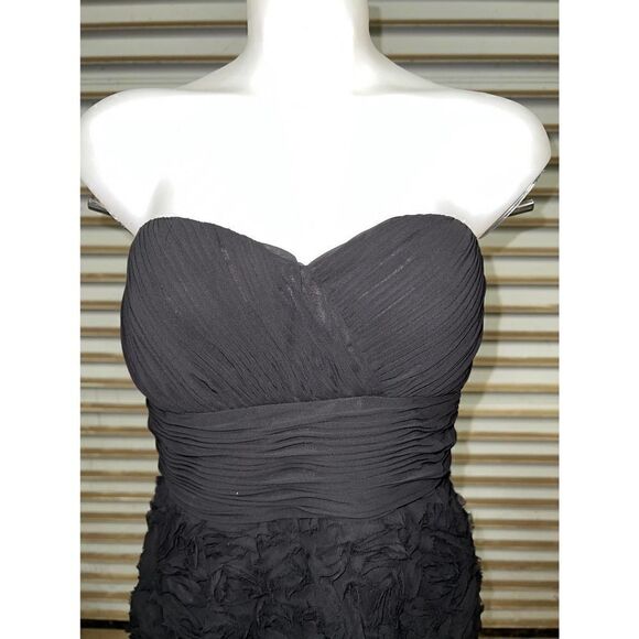 JS Collections dress Strapless Chiffon evening Black sweetheart back zip lined - Picture 6 of 10